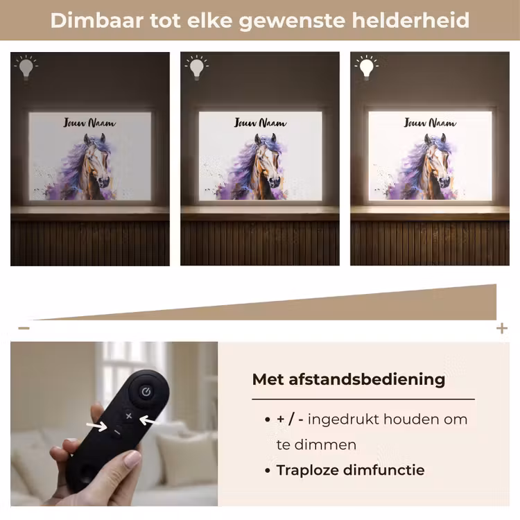 Lightbox - Wandlamp kinderkamer met naam - Paard - Dieren - Meiden - Paars - Bruin — 7