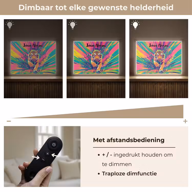 Lightbox - Wandlamp kinderkamer met naam - Tijger - Wilde dieren - Kleurrijk - Verflook — 7