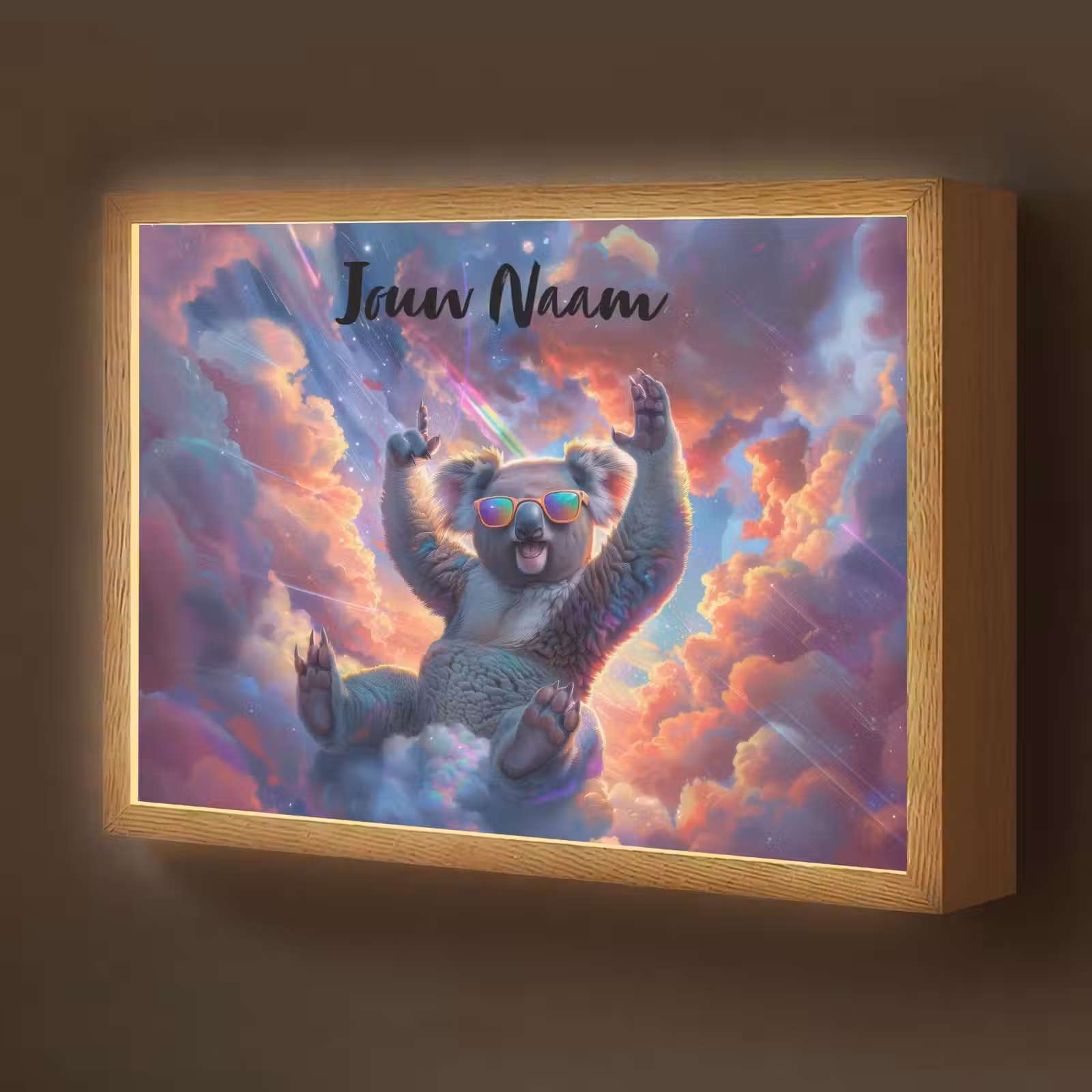 Lightbox - Wandlamp kinderkamer met naam - Koala - Dier - Zonnebril - Wolken — 1