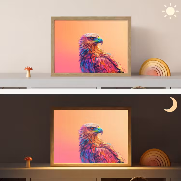 Lightbox - Wandlamp kinderkamer met naam - Arend - Vogel - Kleurrijk - Dier — 6