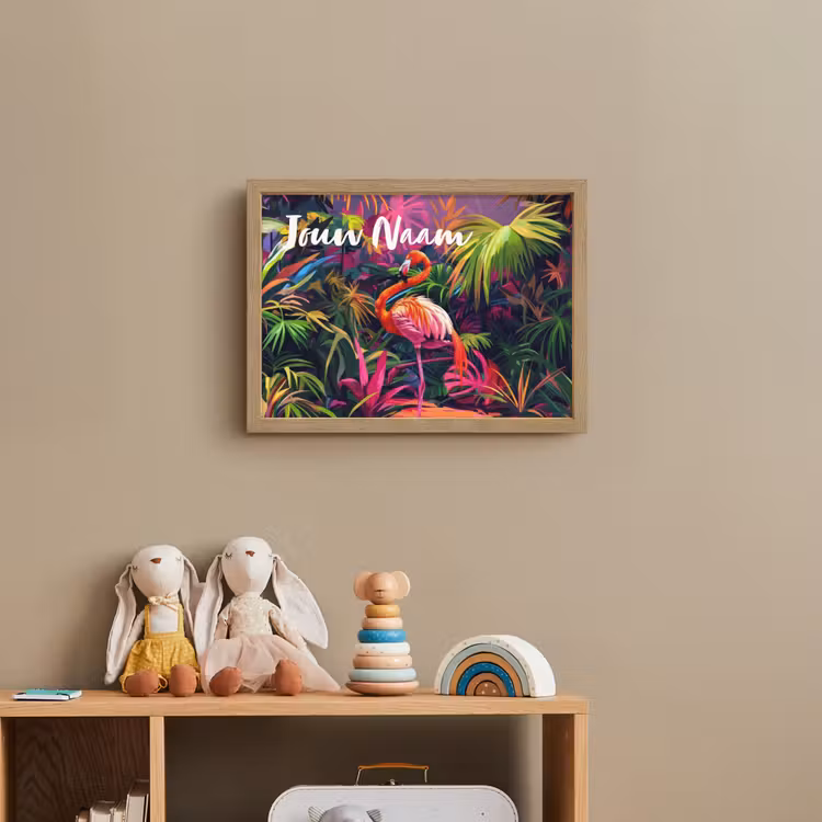 Lightbox - Wandlamp kinderkamer met naam - Flamingo - Tropisch - Dier - Bladeren — 3