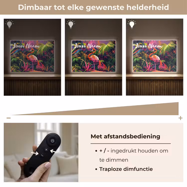 Lightbox - Wandlamp kinderkamer met naam - Flamingo - Tropisch - Dier - Bladeren — 7