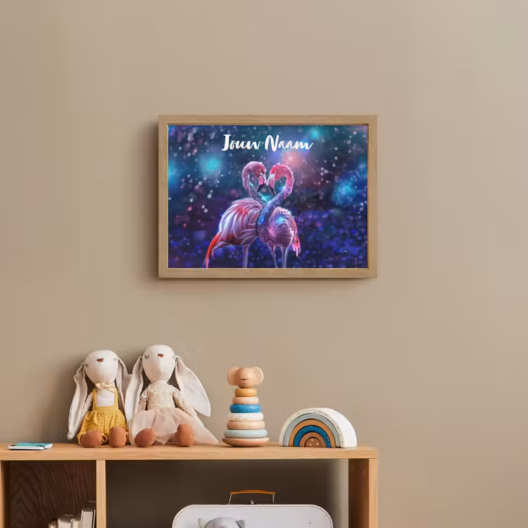 Lightbox - Wandlamp kinderkamer met naam - Flamingo's - Dieren - Ruimte - Galaxy — 3