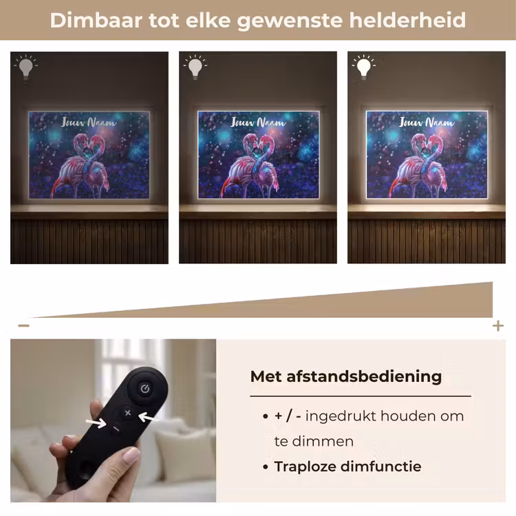 Lightbox - Wandlamp kinderkamer met naam - Flamingo's - Dieren - Ruimte - Galaxy — 7
