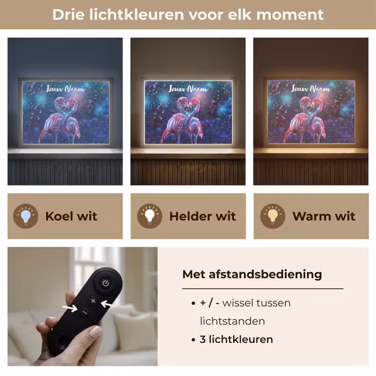 Lightbox - Wandlamp kinderkamer met naam - Flamingo's - Dieren - Ruimte - Galaxy — 8