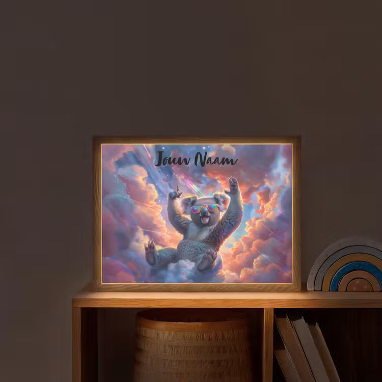 Lightbox - Wandlamp kinderkamer met naam - Koala - Dier - Zonnebril - Wolken — 2
