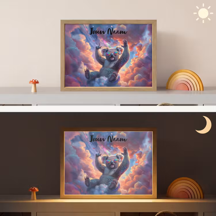 Lightbox - Wandlamp kinderkamer met naam - Koala - Dier - Zonnebril - Wolken — 6