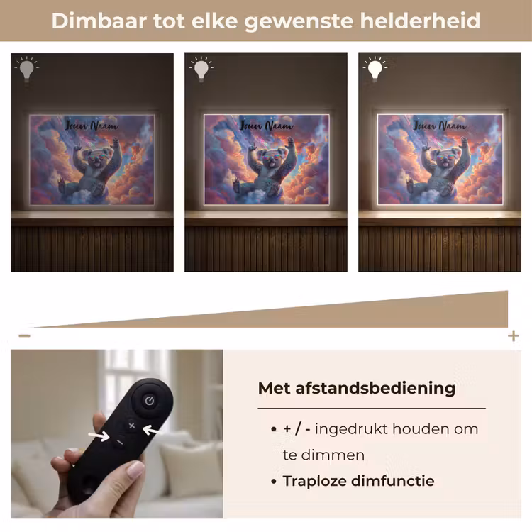 Lightbox - Wandlamp kinderkamer met naam - Koala - Dier - Zonnebril - Wolken — 7