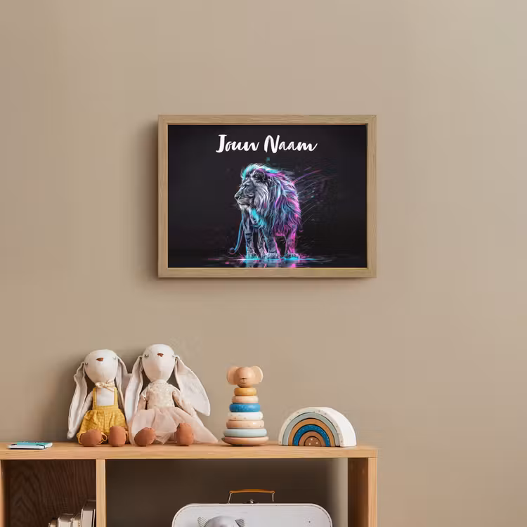 Lightbox - Wandlamp kinderkamer met naam - Leeuw - Kleuren - Zwart - Dieren — 3