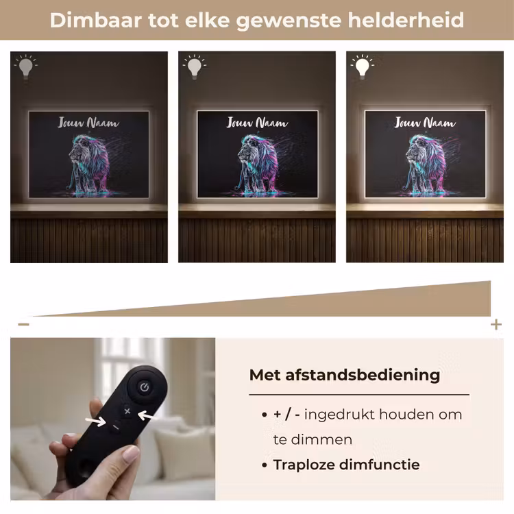 Lightbox - Wandlamp kinderkamer met naam - Leeuw - Kleuren - Zwart - Dieren — 7