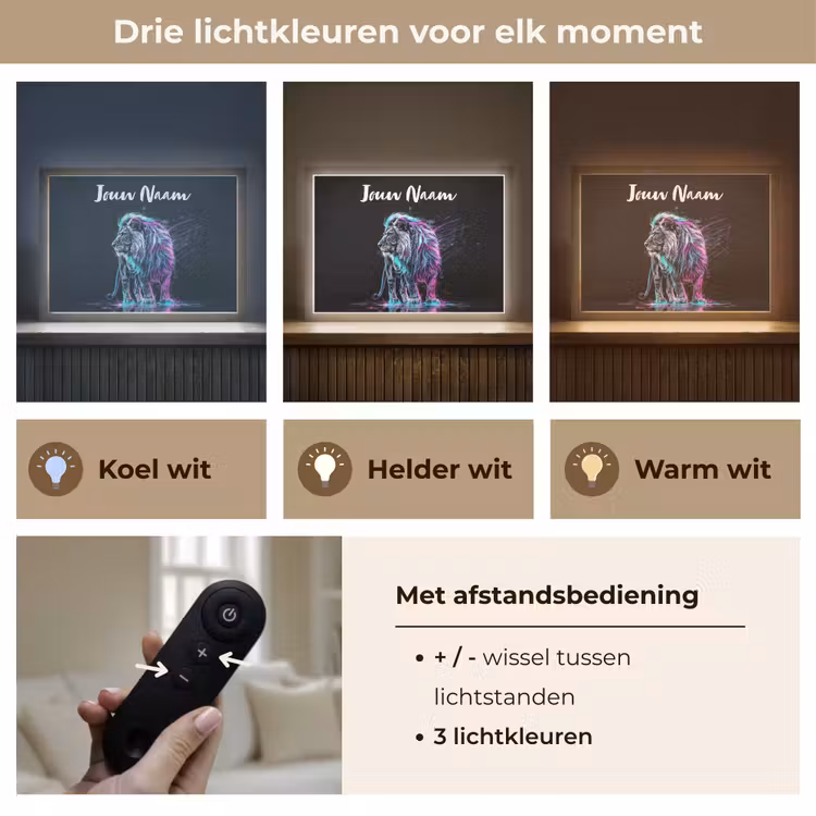 Lightbox - Wandlamp kinderkamer met naam - Leeuw - Kleuren - Zwart - Dieren — 8