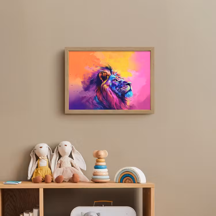 Lightbox - Wandlamp kinderkamer met naam - Leeuw - Verf- Kleuren - Dier — 3