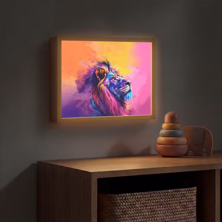Lightbox - Wandlamp kinderkamer met naam - Leeuw - Verf- Kleuren - Dier — 4