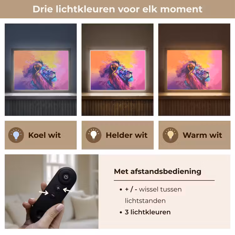 Lightbox - Wandlamp kinderkamer met naam - Leeuw - Verf- Kleuren - Dier — 8