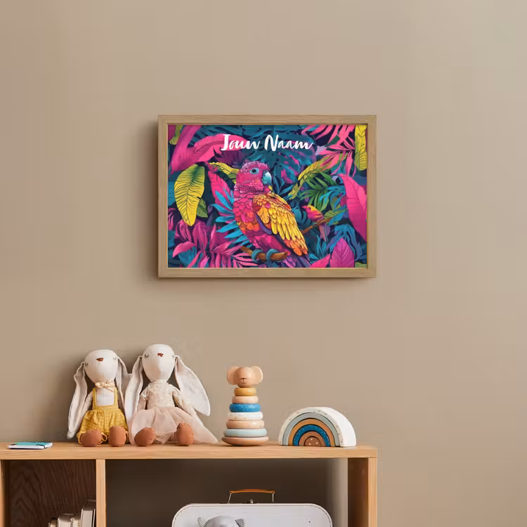 Lightbox - Wandlamp kinderkamer met naam - Papegaai - Tropisch - Jungle - Kleurrijk — 3
