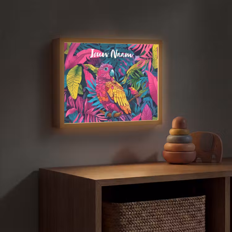 Lightbox - Wandlamp kinderkamer met naam - Papegaai - Tropisch - Jungle - Kleurrijk — 4