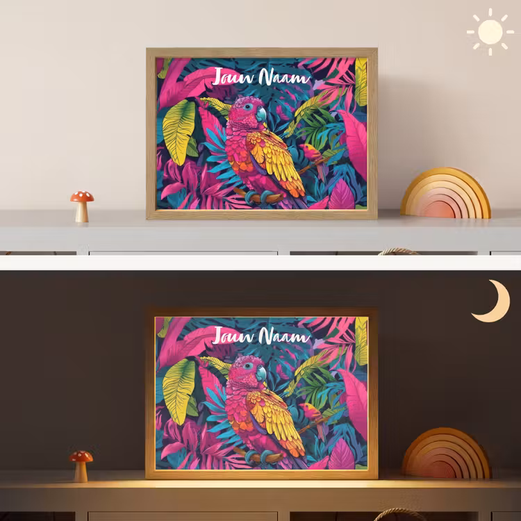 Lightbox - Wandlamp kinderkamer met naam - Papegaai - Tropisch - Jungle - Kleurrijk — 6