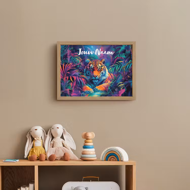 Lightbox - Wandlamp kinderkamer met naam - Tijger - Dier - Jungle - Kleurrijk — 3