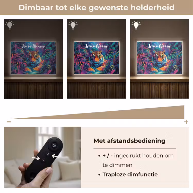 Lightbox - Wandlamp kinderkamer met naam - Tijger - Dier - Jungle - Kleurrijk — 7