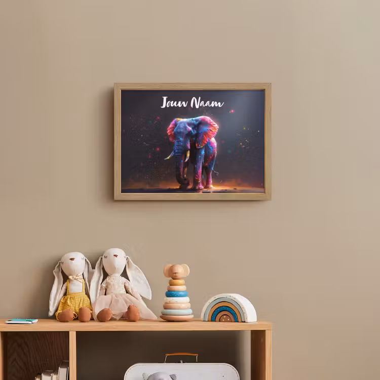 Lightbox - Wandlamp kinderkamer met naam - Olifant - Kleuren - Sterren - Dier — 3