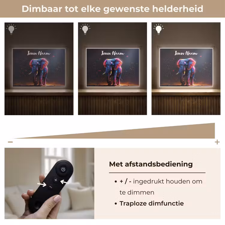 Lightbox - Wandlamp kinderkamer met naam - Olifant - Kleuren - Sterren - Dier — 7