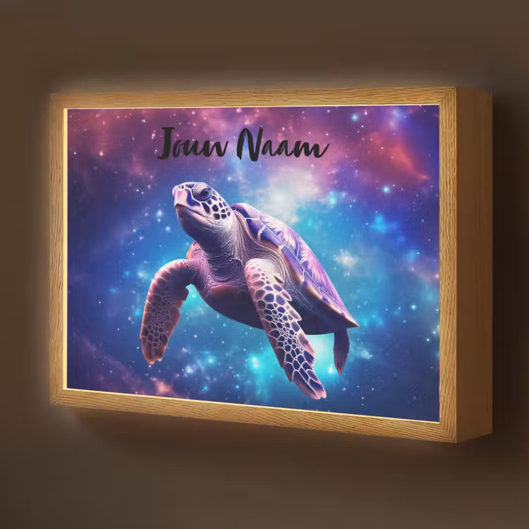 Lightbox - Wandlamp kinderkamer met naam - Schildpad - Dier - Galaxy - Ruimte — 1