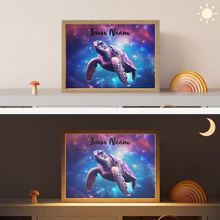 Lightbox - Wandlamp kinderkamer met naam - Schildpad - Dier - Galaxy - Ruimte — 6
