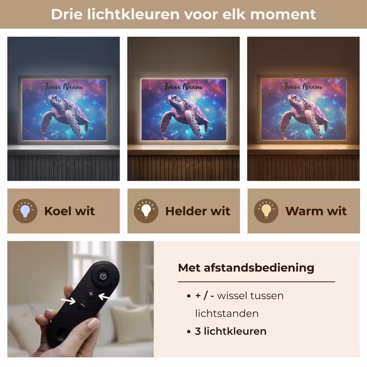 Lightbox - Wandlamp kinderkamer met naam - Schildpad - Dier - Galaxy - Ruimte — 8