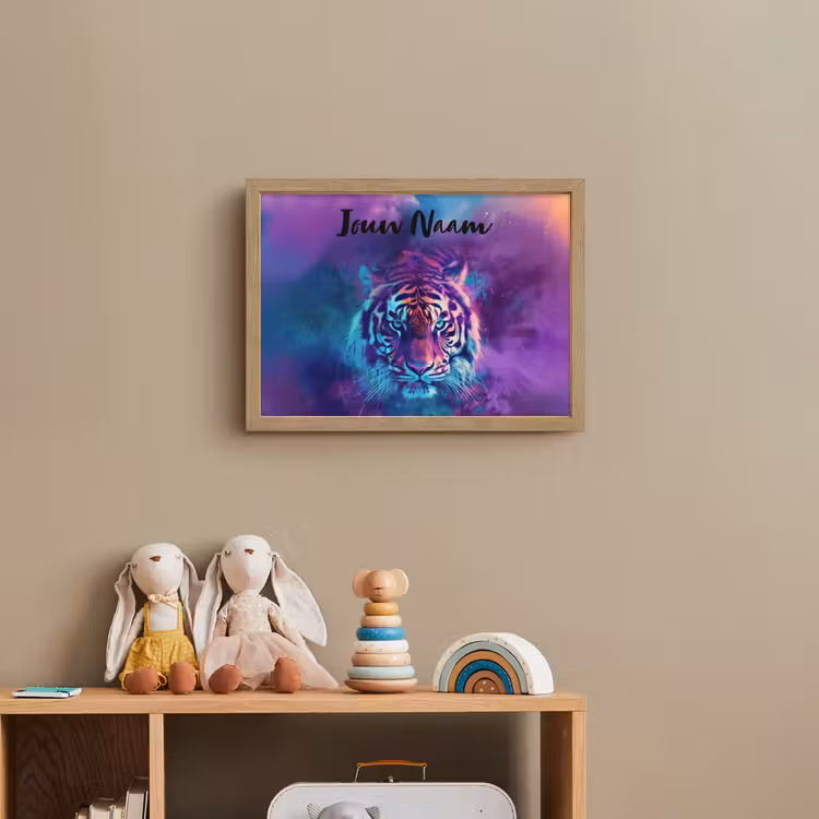 Lightbox - Wandlamp kinderkamer met naam - Tijger - Kleurrijk - Rook - Dieren — 3