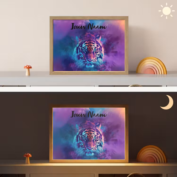 Lightbox - Wandlamp kinderkamer met naam - Tijger - Kleurrijk - Rook - Dieren — 6
