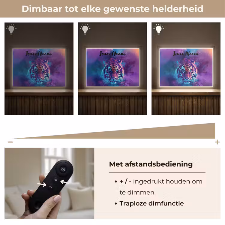 Lightbox - Wandlamp kinderkamer met naam - Tijger - Kleurrijk - Rook - Dieren — 7
