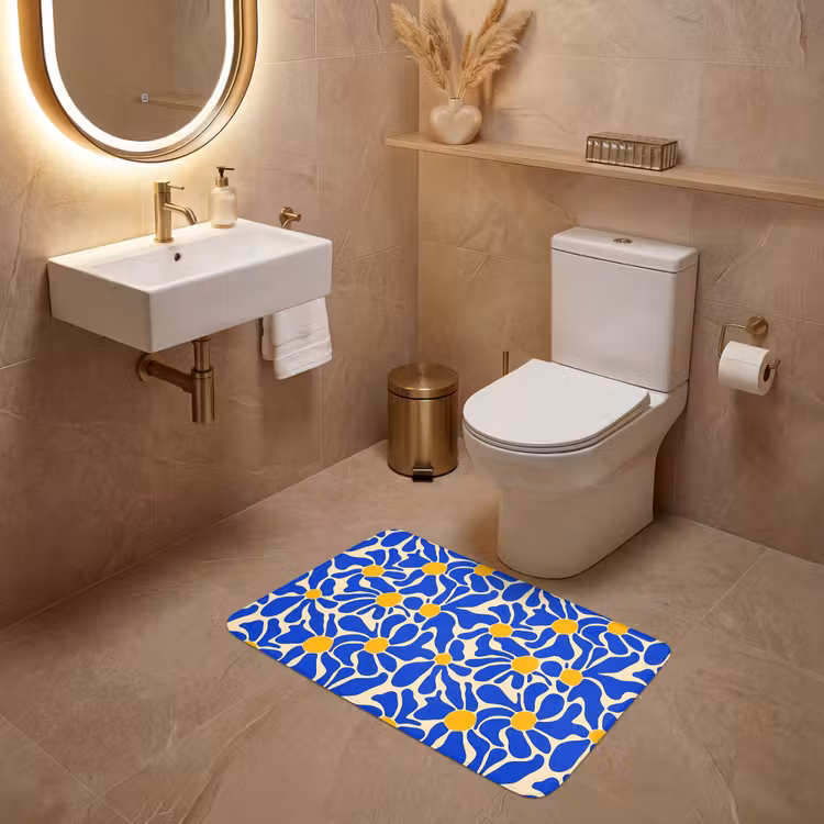 Wc Mat - Abstract - Bloem - Blauw — 4