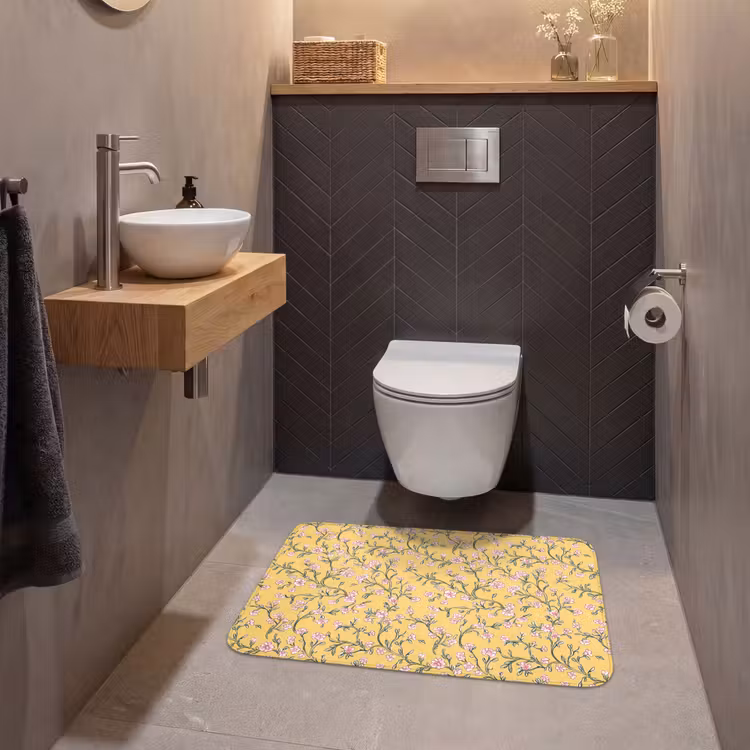 Wc Mat - Bloemen - Motief - Geel — 2