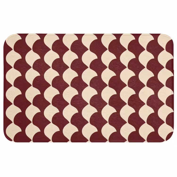 Wc Mat - Rood - Tegelpatroon - Crème — 1