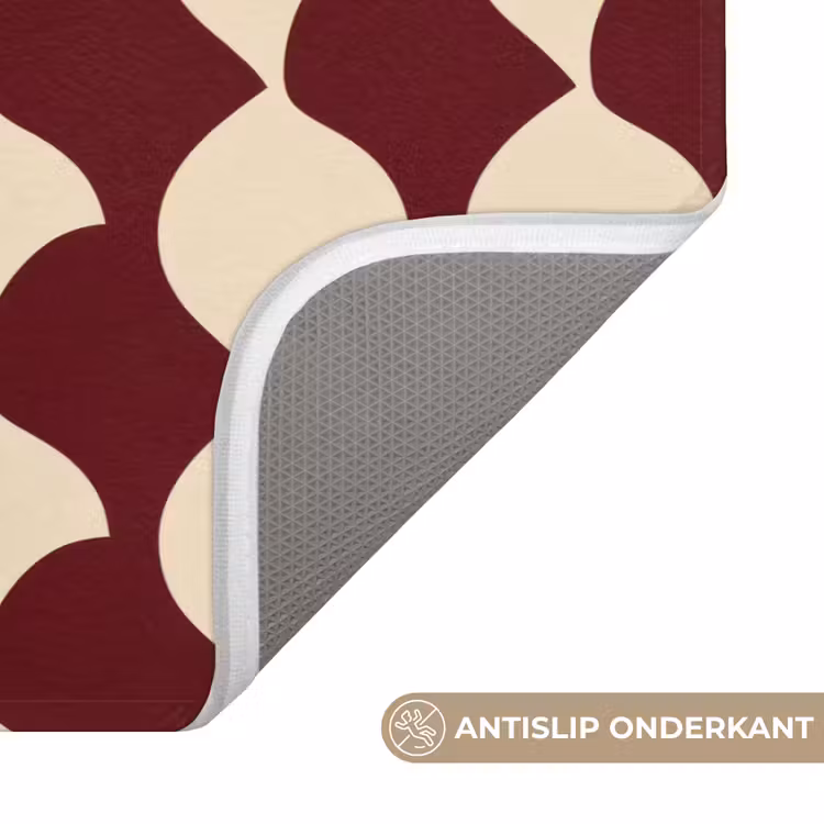 Wc Mat - Rood - Tegelpatroon - Crème — 3