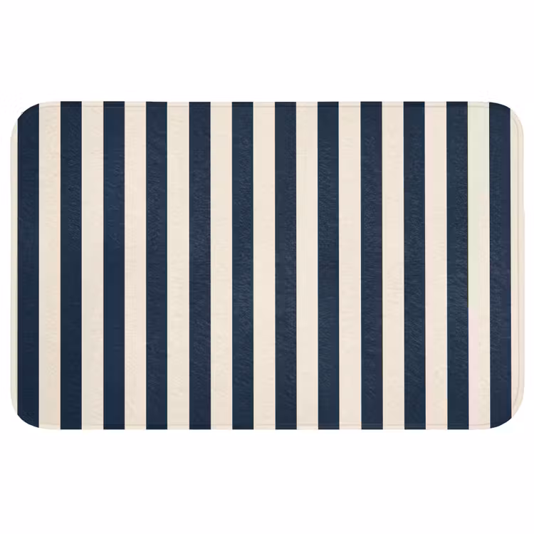 Wc Mat - Verticale strepen - Blauw - Crème — 1