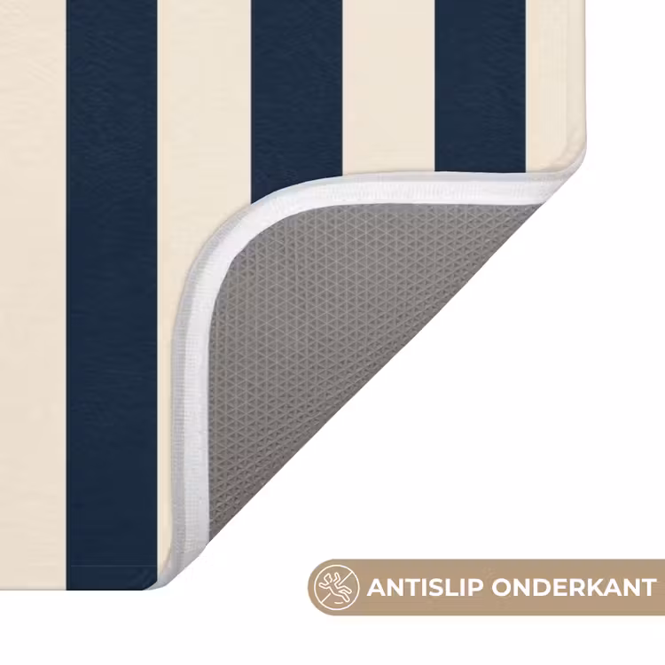 Wc Mat - Verticale strepen - Blauw - Crème — 3