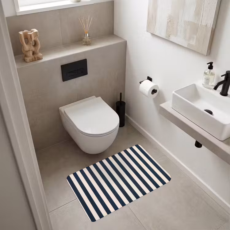 Wc Mat - Verticale strepen - Blauw - Crème — 6