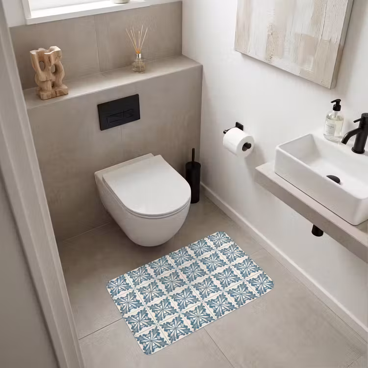 Wc Mat - Dessin - Tegel - Blauw — 6