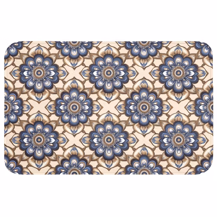 Wc Mat - Floraal - Ornament - Blauw — 1