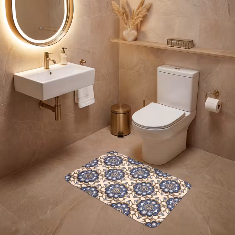 Wc Mat - Floraal - Ornament - Blauw — 4
