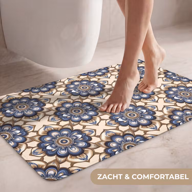 Wc Mat - Floraal - Ornament - Blauw — 7