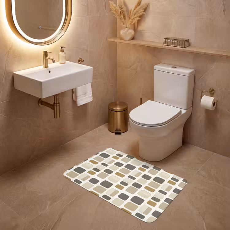 Wc Mat - Blokken - Vintage - Grijs — 4