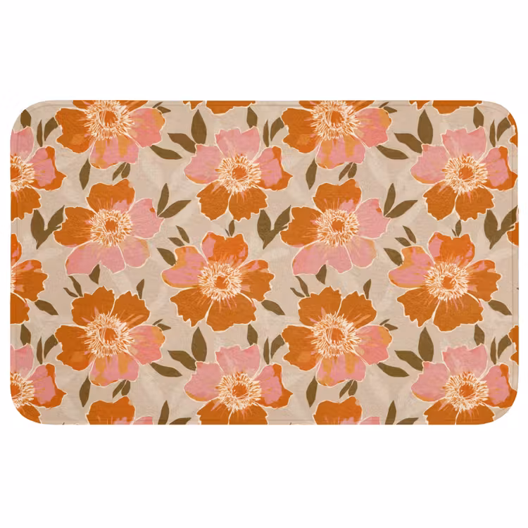 Wc Mat - Bloemen - Motief - Retro — 1