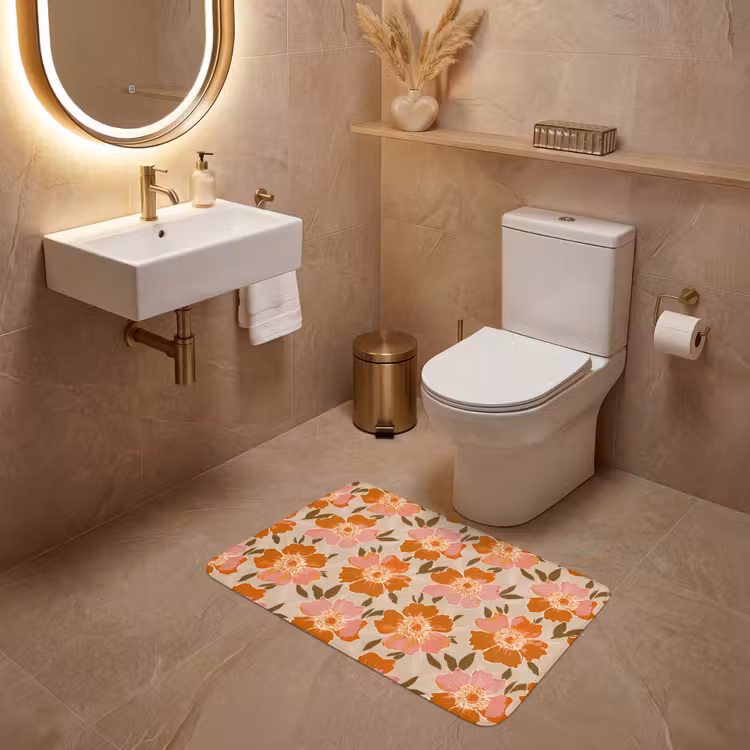 Wc Mat - Bloemen - Motief - Retro — 4
