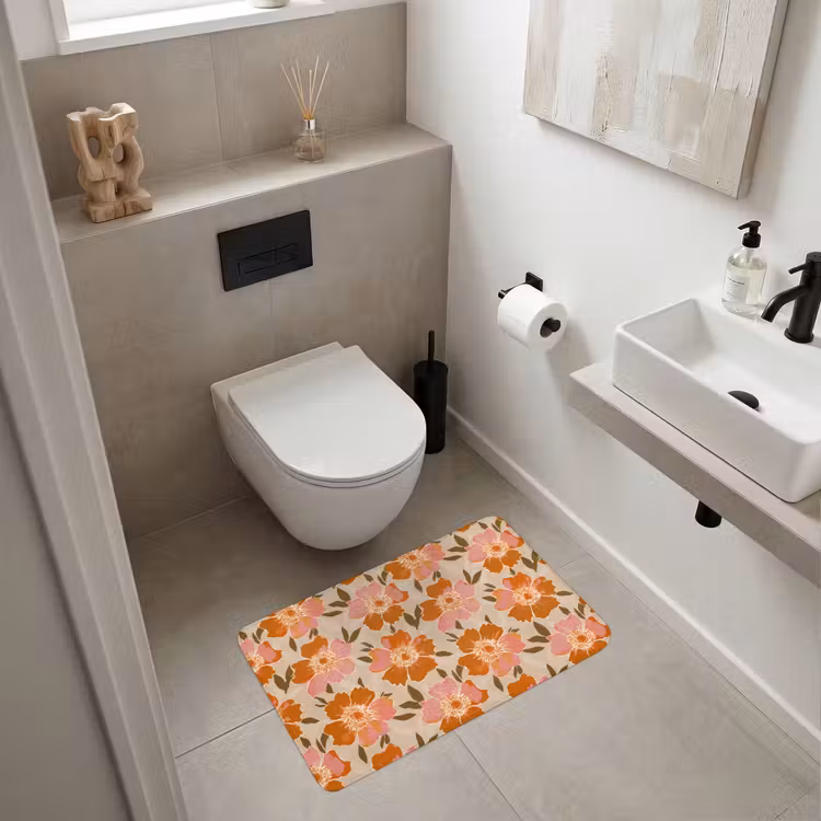 Wc Mat - Bloemen - Motief - Retro — 6