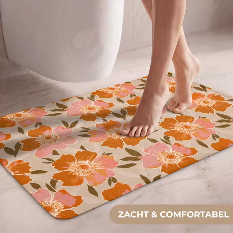 Wc Mat - Bloemen - Motief - Retro — 7