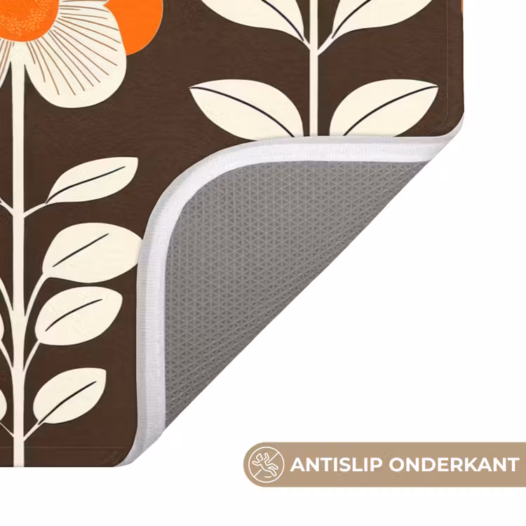 Wc Mat - Bloemen - Retro - Bruin — 3