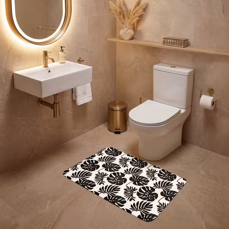 Wc Mat - Modern - Monstera - Zwart — 4