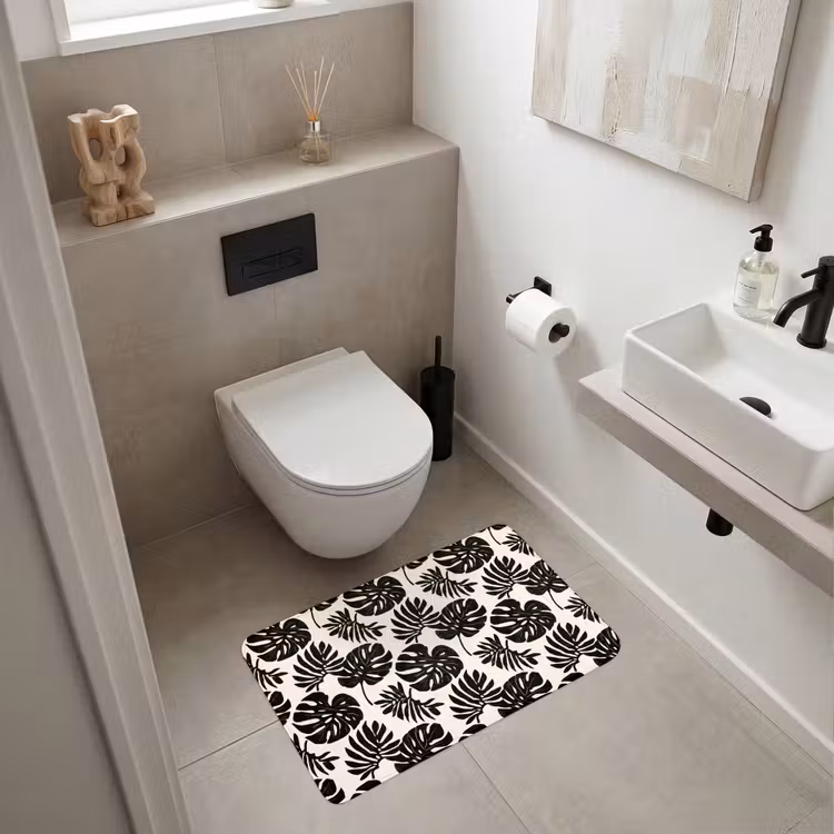 Wc Mat - Modern - Monstera - Zwart — 6